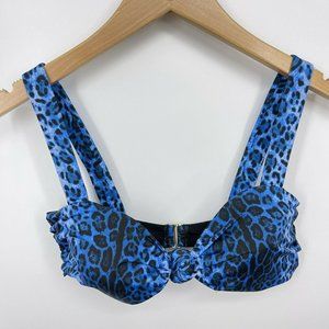 BEACH RIOT Bikini Top Women's Size Small Sophia Blue Leopard Padded New Read